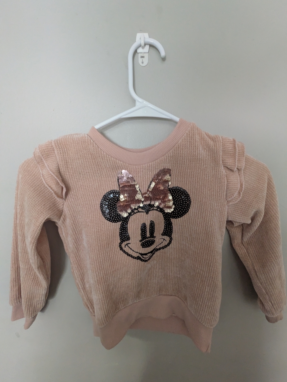 Disney Girls Blush Pink Minnie Mouse Sequin Pullover